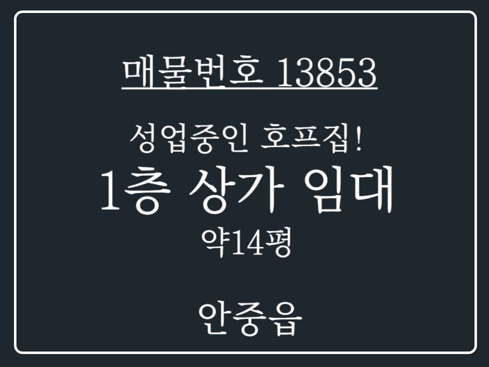 경기 평택시 안중읍 현화리 평택 안중읍 현재 성업중인 1층 호프집 임대 매물 월세 매물번호 13853 사진 1