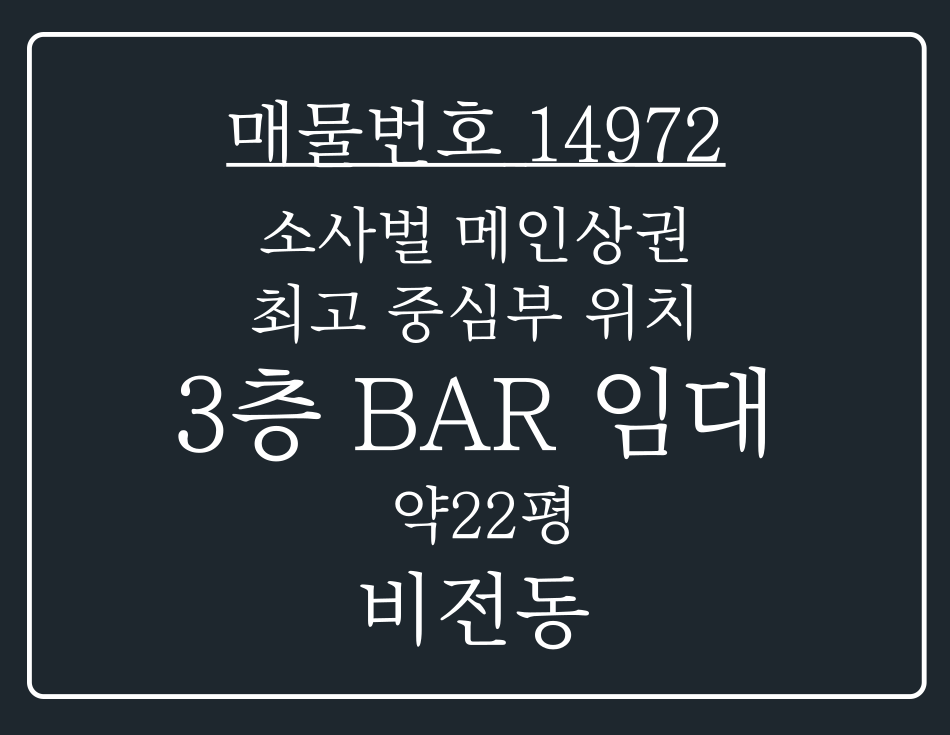 경기 평택시 비전동 소사벌 상업지구 위치한 BAR 현상태양수 월세 매물 월세 매물번호 14972 사진 1